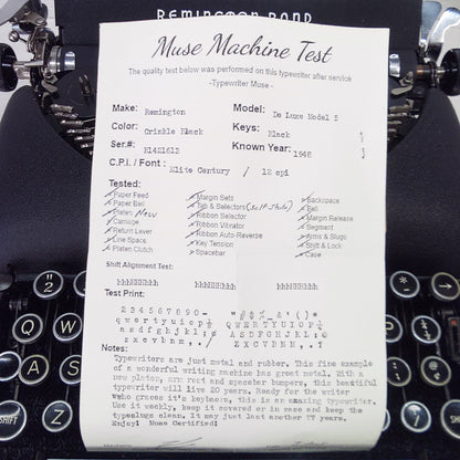 Remington De Luxe Model 5, 1948