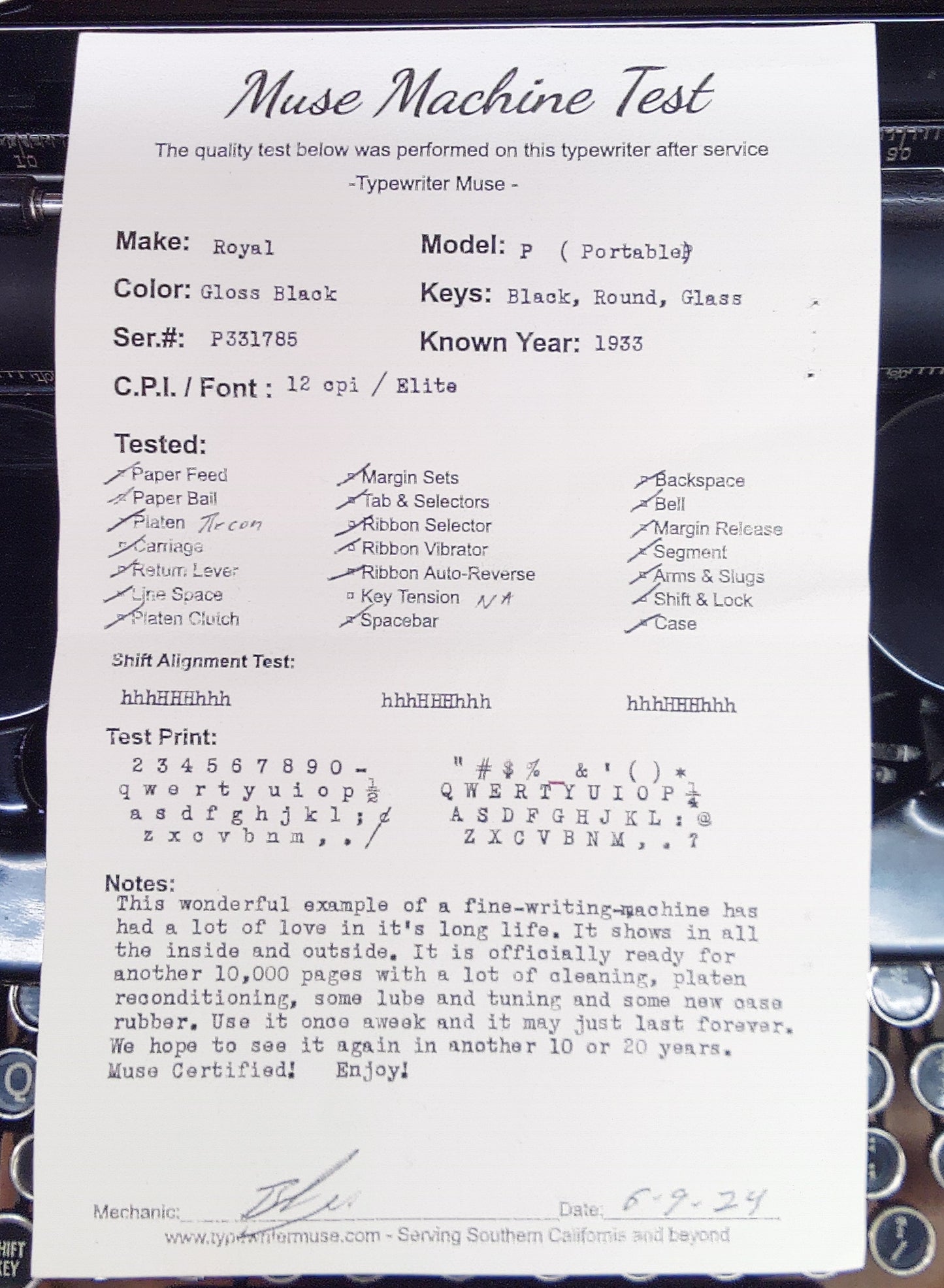Typewriter - Royal P Portable 1933