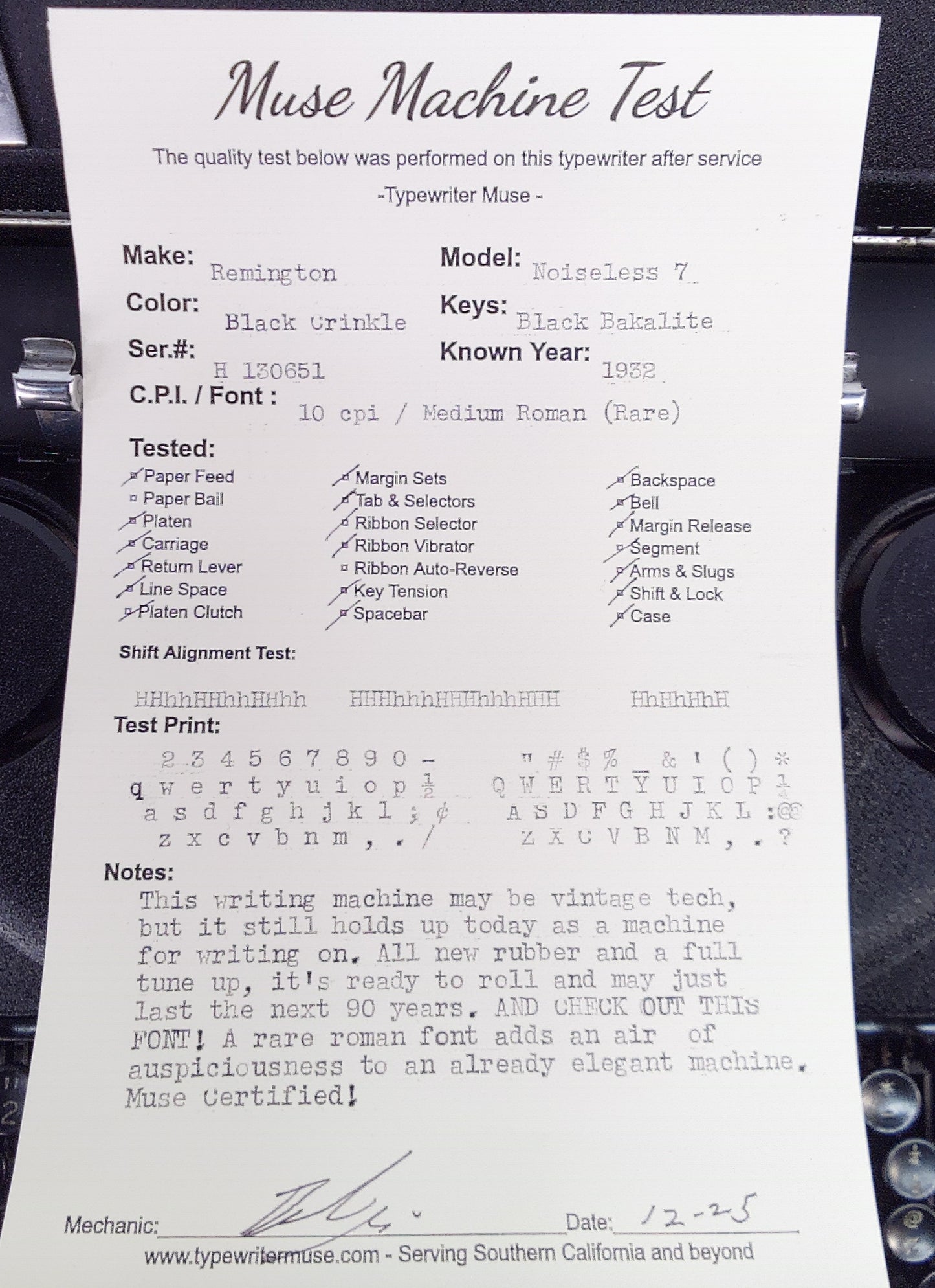 Remington Noiseless 7 Typewriter 1947