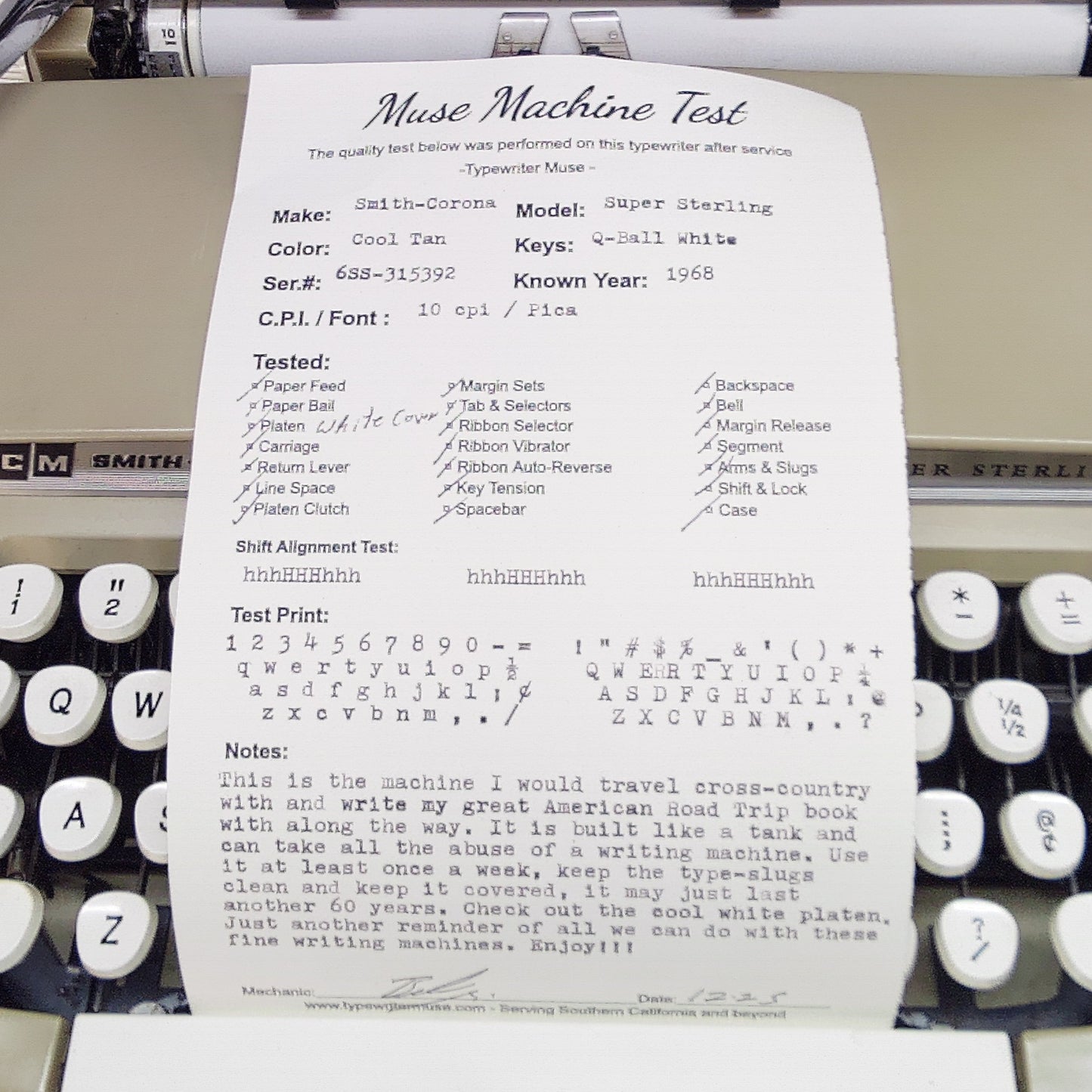 1968 Smith Corona Typewriter, Super Sterling Model