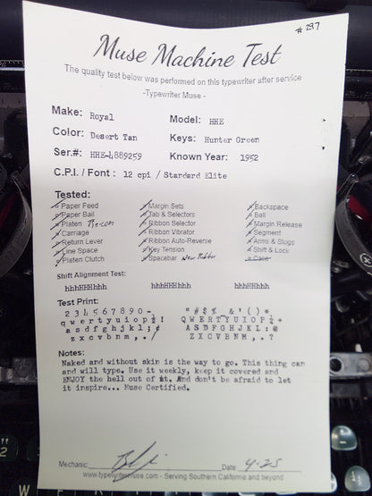 Royal HHE Typewriter 1952