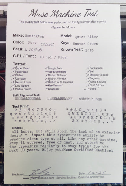 Remington Quiet-Riter 1950, Naked Typewriter