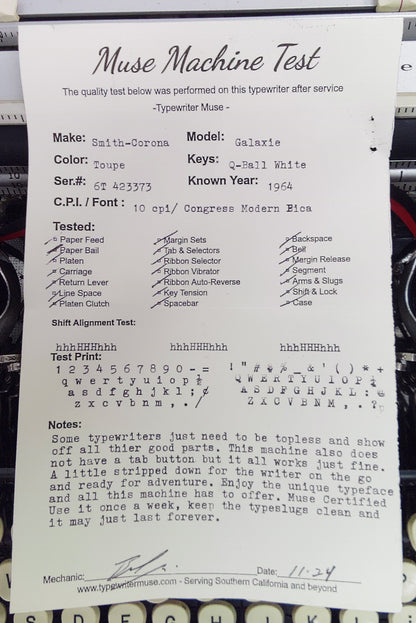 Smith-Corona Galaxie 1964 Topless Typewriter